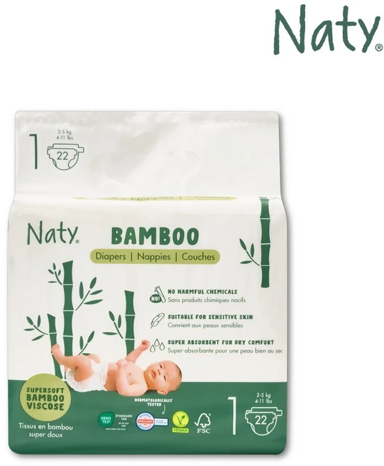 [Naty] 네띠 밤부 기저귀 밴드형 1단계 22매 - 쿠팡