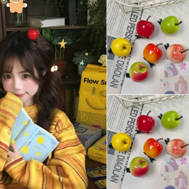ZMBIRD 12PCS 사과 모양 큐티 여성 헤어핀 N7116
