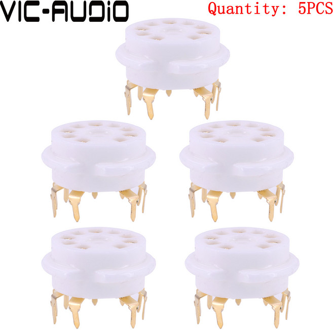 호환 세라믹 밸브 튜브 소켓 GZC9-B 빈티지 진공관 앰프 E88CC 6DJ8 ECC82 EF86 EL84 6922 12AX7 용 B9A 9, 02 Gold-Plated-5PCS