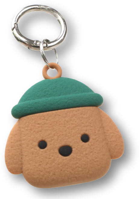 코지박스 에어태그 케이스 충격흡수 캐릭터 키링 홀더, 1개, 브라운 퍼피