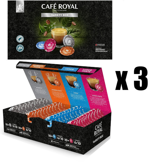 카페로얄 네스프레소 프로 기업용 커피 패드 캡슐 4가지맛 40개입 x 3박스 스위스산 제니우스 회사용