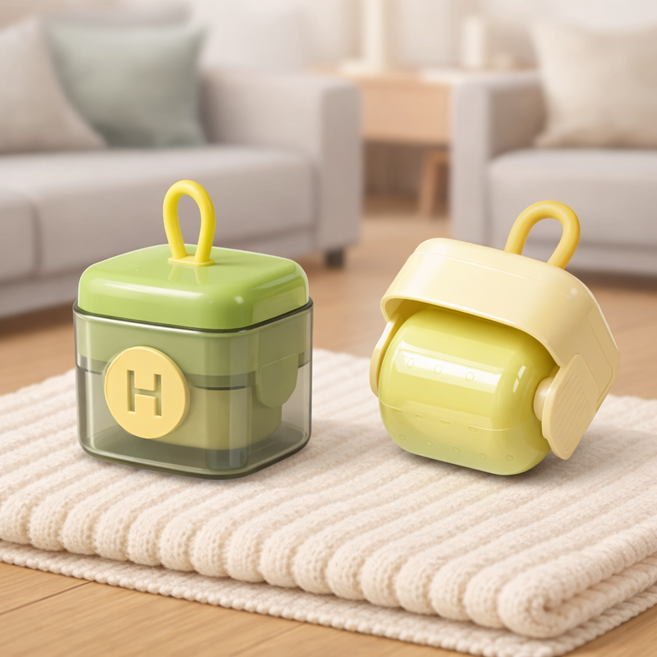 1+1 캘리웨이브 휴대용 미니 돌돌이 털 먼지 제거기 물로씻는 의류 옷 점착식 찍찍이 크리너, 1세트