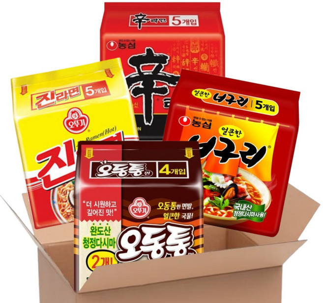 농심 신라면5p+너구리5p+진라면매운맛5p+오동통면4p, 2세트