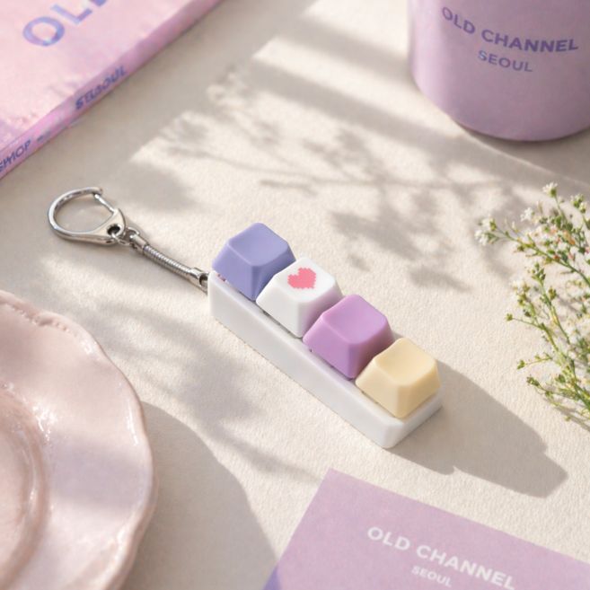 키캡 키링 스트레스 해소 딸깍이, 1개, 하트