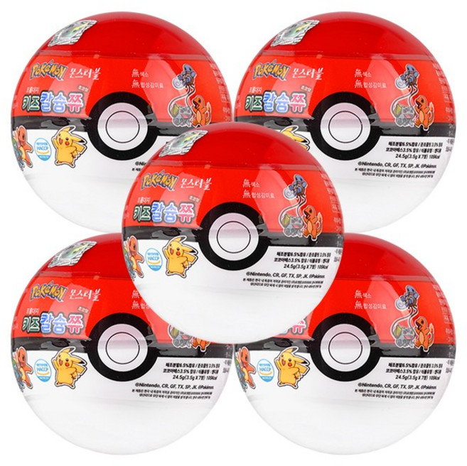 포켓몬 몬스터볼 키즈칼슘쮸 초코맛, 5개, 7정