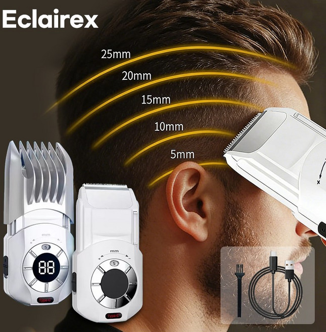 Eclairex 바리깡 전문가용 남자머리 셀프 이발기, 흰색