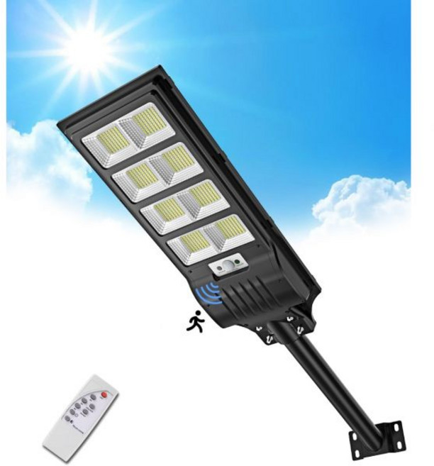 야외용 사라룸 400W 태양광 가로등 720개 LED 조명 모션 센서 IP65 방수 통로 정원용 리모컨 포함 실외 6500K 보안등