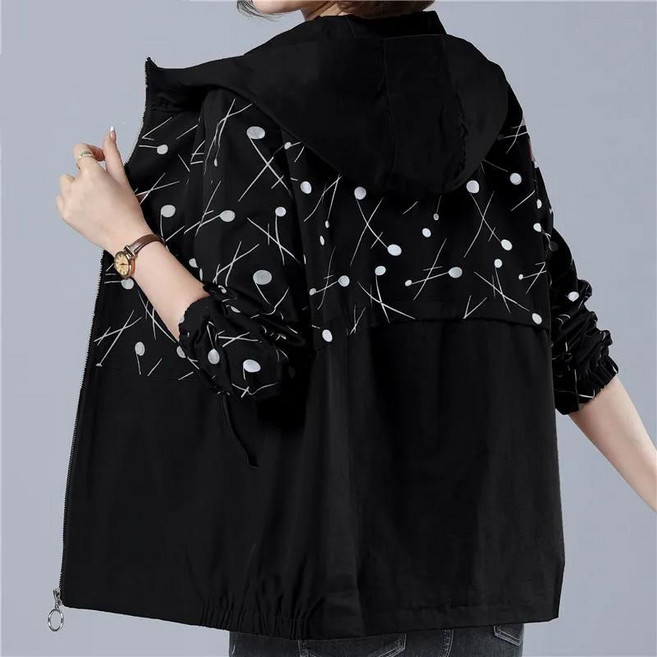 중년여성 빅사이즈 후드자켓 봄가을 간절기 엄마룩 후드자켓 데일리 오버핏 패션 루즈핏 바람막이 트렌드 코트