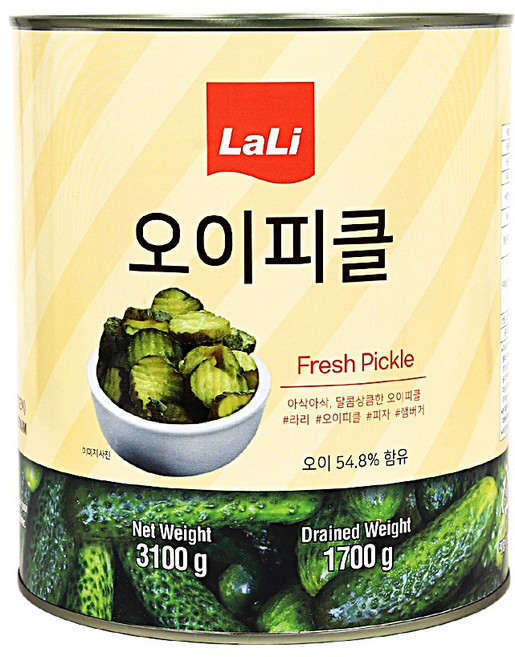 푸드올마켓_ 라리 오이피클 슬라이스 3.1kg /물결무늬, 1개