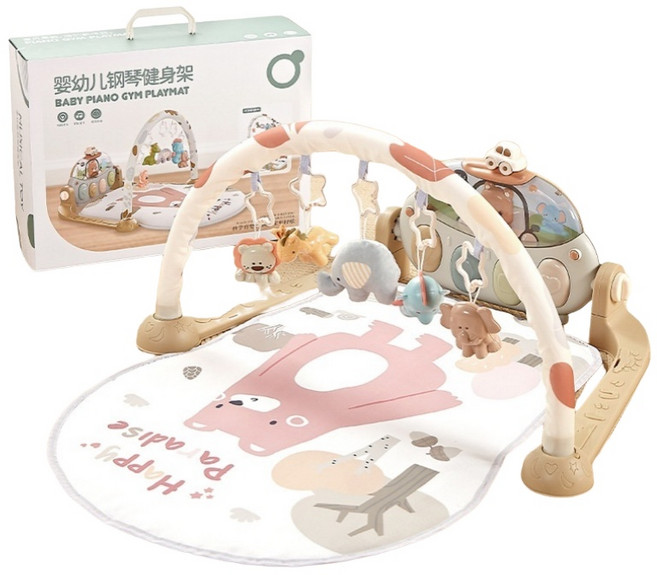 嬰兒健力架 腳踏鋼琴健身架 寶寶踢踢琴, 多功能小熊腳踏鋼琴, 1個