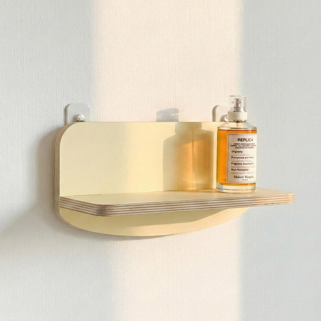 클라우드 곡선 벽선반 무타공 꼭꼬핀 인테리어 선반, 1단, 버터 단품