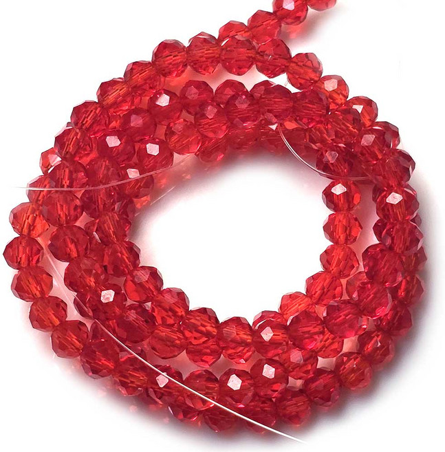 Bead 크리스탈 4mm 론델비즈 한세트 2줄 컬러선택, 레드