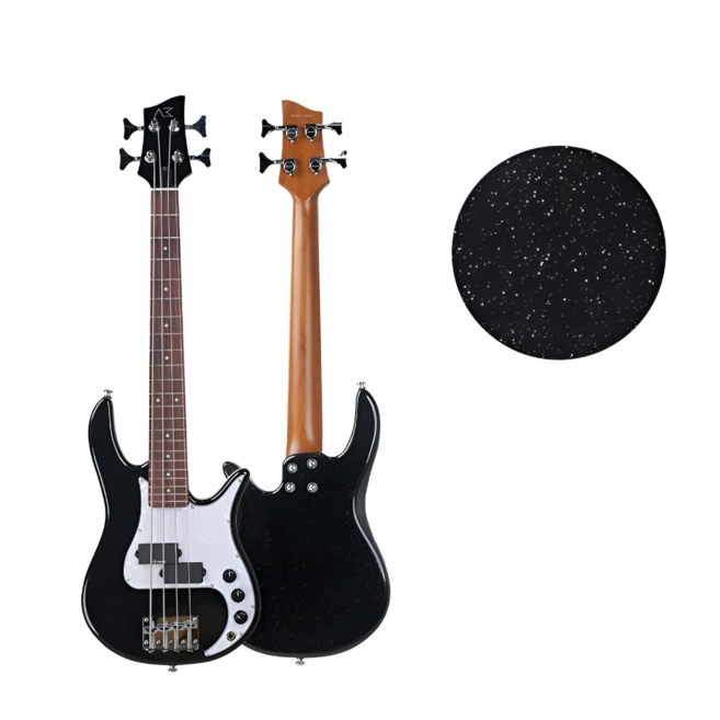전문가셋업 MINI GROOVE T 미니 베이스 기타 33인치 숏스케일 로스티드 메이플 (풀패키지), 1개, 메탈 블랙, MGT