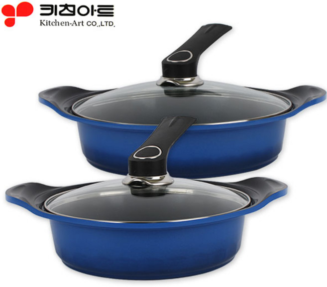 키친아트 세라믹냄비세트 2종 3종 4종 양수 편수 전골 국냄비 손잡이냄비 라면냄비 곰솥 국솥, 2종전골세트-24전골+28전골, 1개