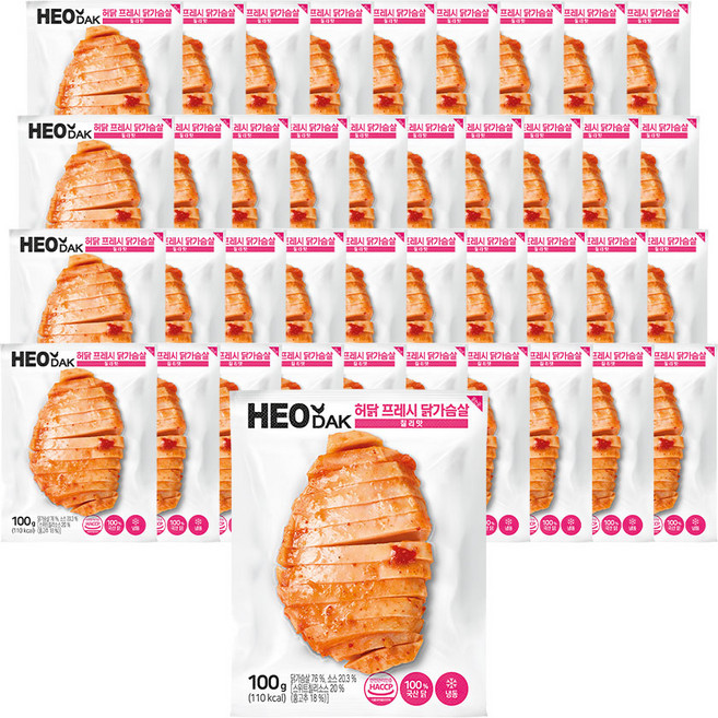 허닭 프레시 슬라이스 닭가슴살 칠리맛, 100g, 40개
