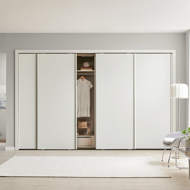 보루네오 네오 슬라이딩 붙박이장 300cm 10자 E0등급, 크림화이트 300cm