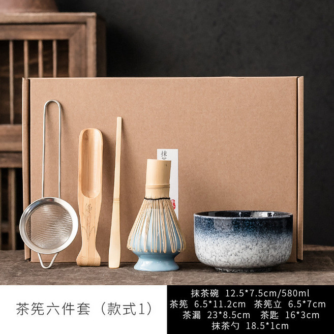 大岸堂 日式抹茶茶道工具, 日式抹茶六件套-藍韻大, 1個