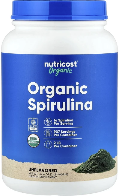 매우편하고 Nutricost 유기농 스피룰리나 무맛 907g(32.4oz) 끝내주게잘나가는상품, Nutricost유기농스피룰리나무맛907g324oz, 907g, 1개 - 쿠팡