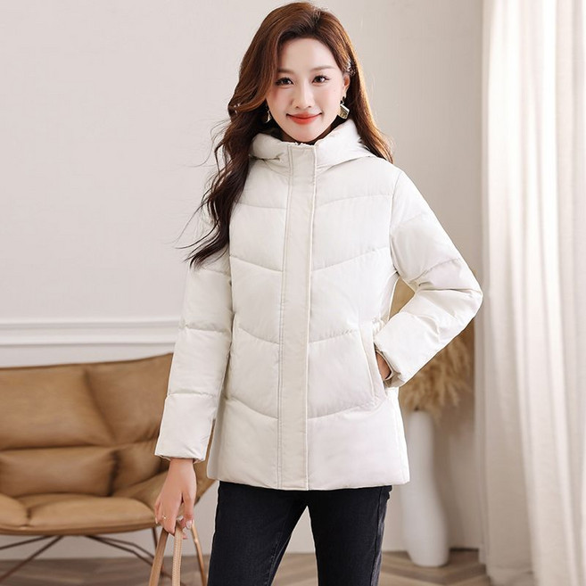 겨울 중년 여성 후드 집업 패딩 루즈핏 도톰 코트 캐주얼 방한 자켓 엄마 아우터 경량 패딩SYW