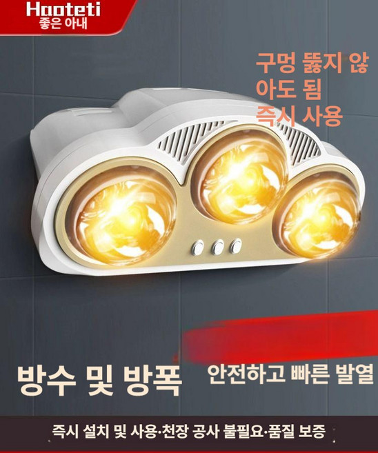 화장실 히터 욕실 난방기 온열등 벽걸이 형 난방 램프 2등 벽걸이-속열 실버전구, 2등 벽걸이-눈 보호 화이트전구