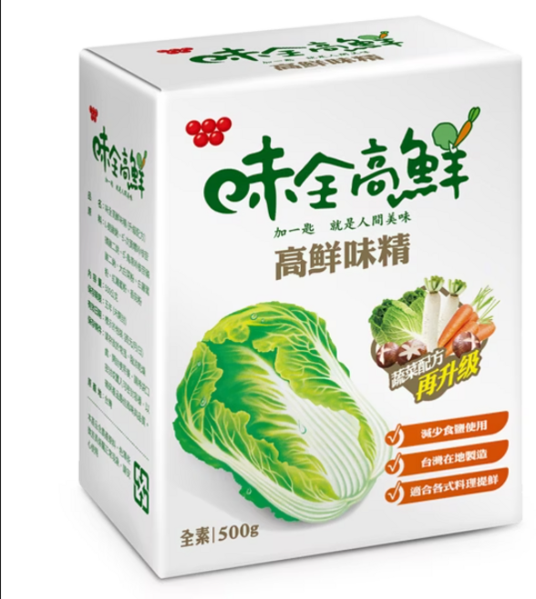 味全 高鮮味精 (調味料) 台灣製造 減少食鹽使用 各式料理提鮮, 500g, 1盒