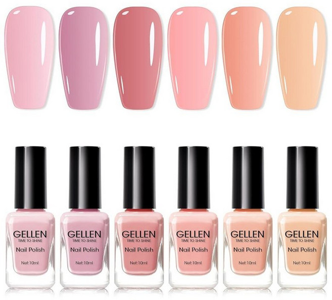 GELLEN Hot Pink Nail Polish Pinkish Purple Natural Traditional Regular Nail Polish Quick Air Dry, 뉴트럴 누드 세트