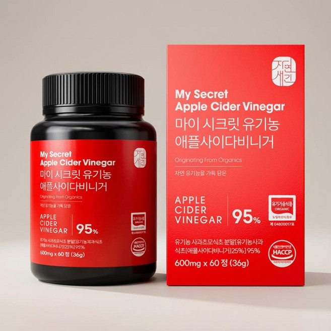 자연새긴 마이 시크릿 애사비 유기농 애플사이다비니거 사과초모식초, 1개, 60정