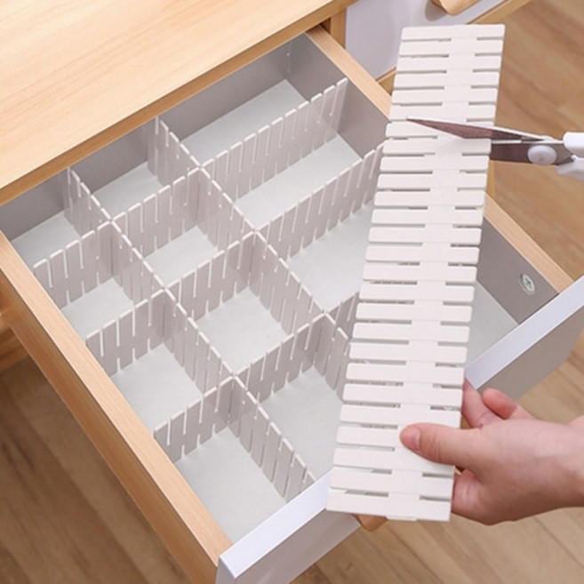 [4개] 잘라쓰는 다용도 플라스틱 분리 칸막이 서랍 수납 정리 4p, 화이트, 4개