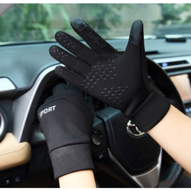 방한 장갑 스마트폰 터치 기모 발열 방수 자전거 등산 스키 낚시, 1개