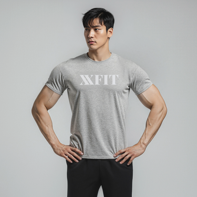 어깨 넓어보이는 와일드숄더 머슬핏 반팔 티셔츠 스포츠장목 양말 증정 빅로고