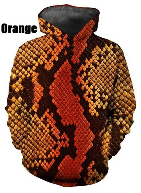 남성용 스네이크 스킨 패턴 스웻셔츠 캐주얼 플러스 사이즈 풀오버 프린트 후드 스트리트웨어 상의 3D 프린팅