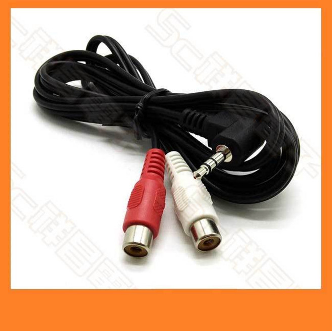 祥昌電腦音源線 3.5mm L頭 立體公頭轉2RCA母 AV端子 RCA AV轉接線 1.5M, 1個