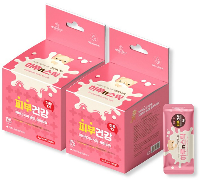 하루n스틱 고양이 영양제, 30회분, 피부/피모, 2개