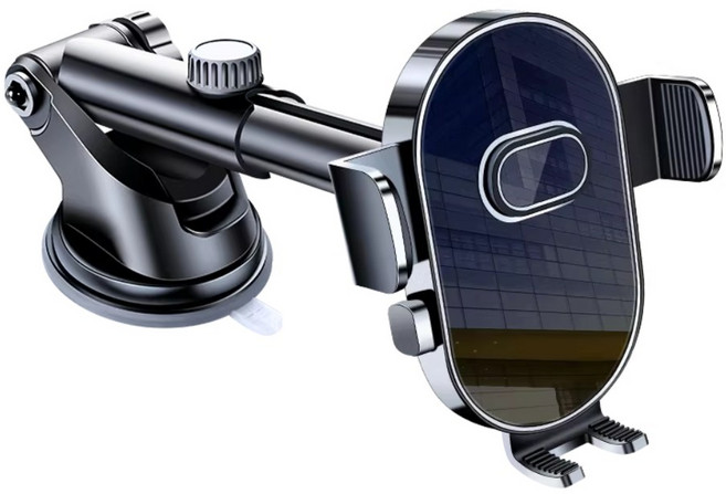 흡착식 차량용 핸드폰 거치대 대시보드 센터콘솔 다각도 조절 내비 사용 간편, 검은색, 1개