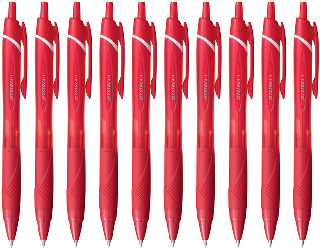 유니볼 유니 제트스트림 단색 볼펜 10자루 0.5 (SXN-150-05) (150C), 레드