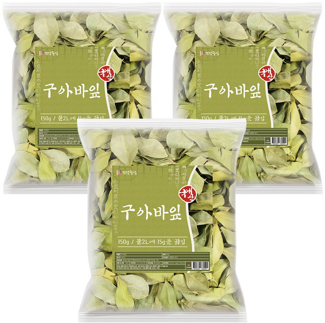 건강중심 국산 구아바 잎 건조 말린 잎차, 3개, 150g