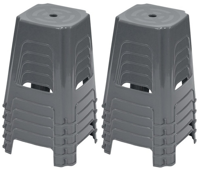 플라스틱의자 사각의자 야외의자 행사 편의점 포장마차 간이용 보조 10개, 그레이