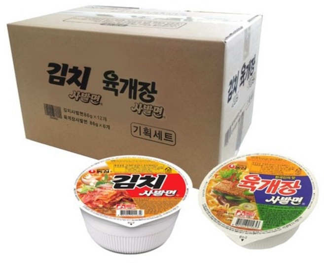 농심 김치 사발면 86g x 12p + 육개장 사발면 86g x 6p, 1개, 6개입