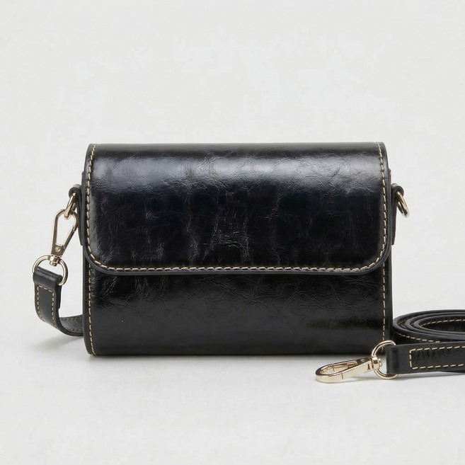 코차이 가죽 소형 디지털 카메라 가방 휴대용 카메라 케이스 파우치 크로스백, 1개, 블랙