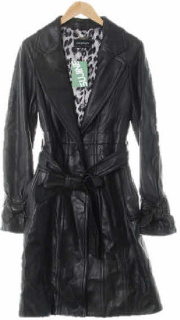 6228 compagna 블랙 양가죽 허리묶음볼드버튼롱양가죽자켓 [85-92-160]