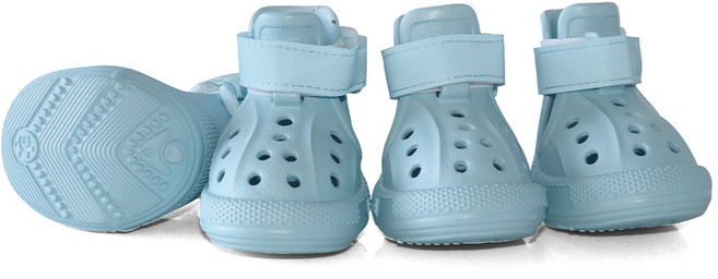 Brightbay 강아지 미끄럼방지 신발 야광 스트랩 펀칭 통기신발 장식 증정, 하늘색, 4개