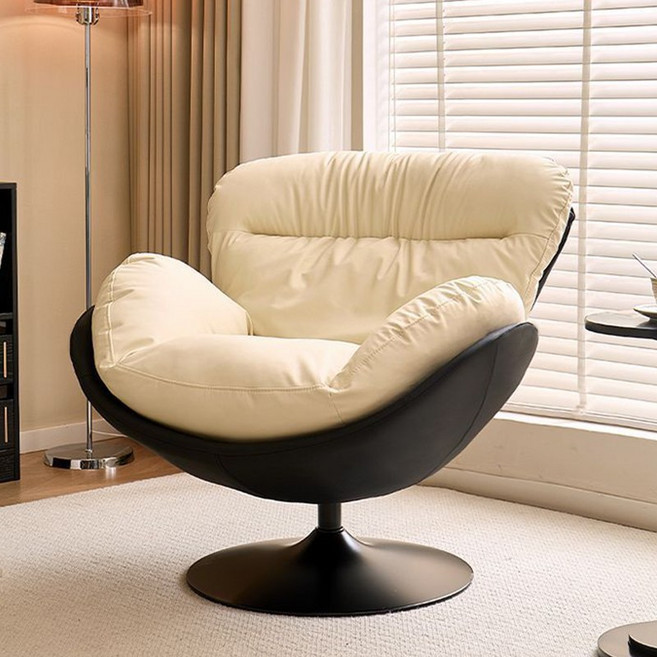 BYOU 럭셔리 1인용 쇼파 360도 회전 가능한 대형 리클라이너 안락 의자, 1개, 블랙+화이트