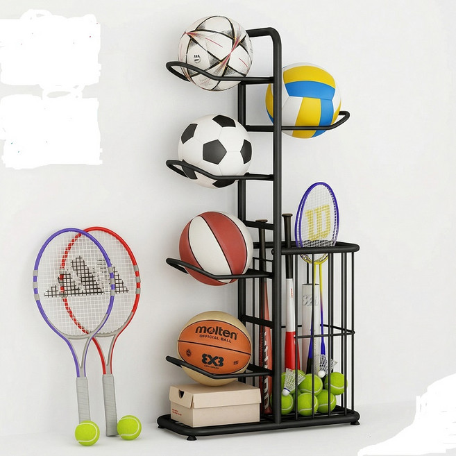 THE PI 스포츠볼 진열대 5구 블랙 축구공 진열, 1개