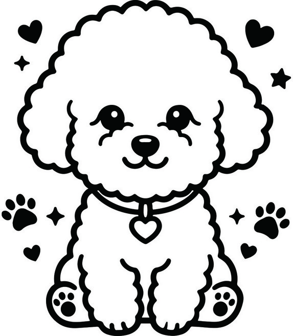 (아름드리) 비숑 프리제 애견 강아지 멍뭉이 댕댕이 그래픽스티커, 블랙