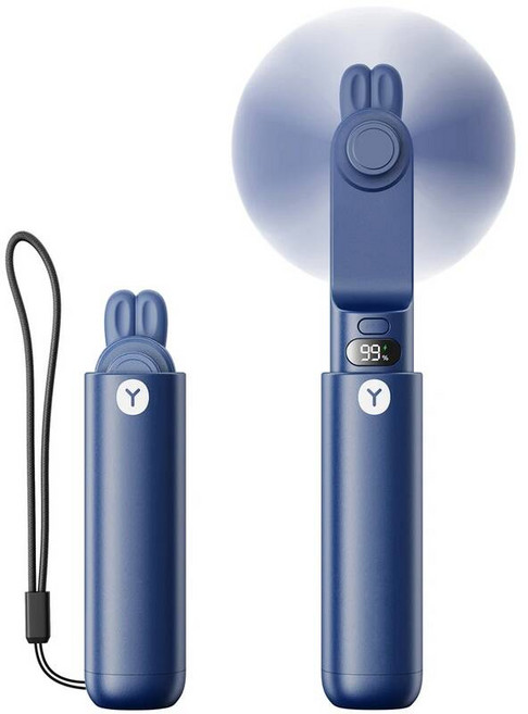 넥 밴드 목걸이 선풍기 미니 휴대용 소형 포켓 충전식 접이식 USB 개인 핸드 2000mAh, Blue