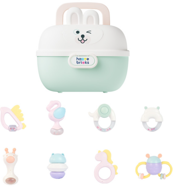 하베브릭스 잼잼이 딸랑이 8종 + 보관함 세트, ALL COLOR MIX, 1개