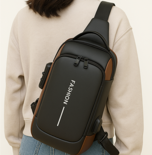 [도난방지 슬링백] 잠금장치 탑재 USB충전 가방 여행용 필수템 남녀공용 크로스백