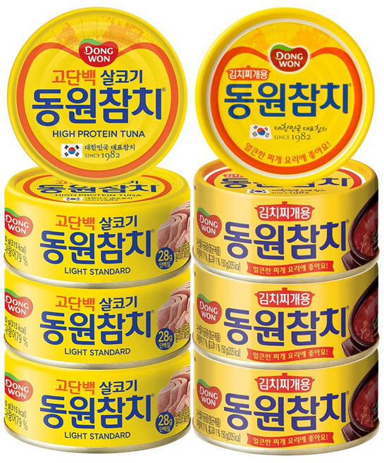 동원 참치 (라이트스탠다드 4P + 김치찌개용참치 4P), 150g, 8개