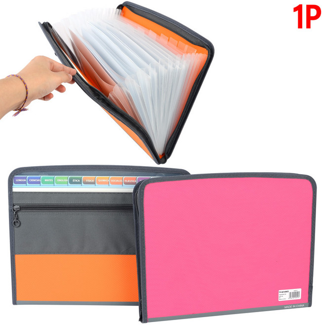 골든트리 파스텔 칼라 투톤 지퍼형 A4 칸칸 휴대용 파일 케이스