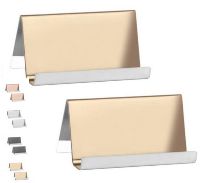 [기간할인] 데일리 메탈 스텐 명함꽂이 명함거치대 카페 쿠폰 홀더 보관함, 1개, 골드(2개입)